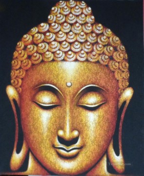 Buddha head in black Buddhism Oil Paintings